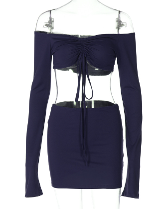 Conjunto VENUS Curve Y2K – Off-Shoulder Ruched Set