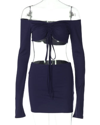 Conjunto VENUS Curve Y2K – Off-Shoulder Ruched Set