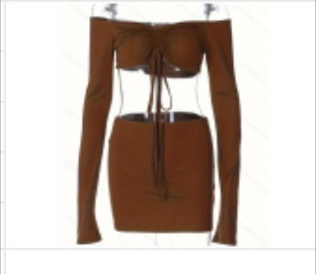 Conjunto VENUS Curve Y2K – Off-Shoulder Ruched Set